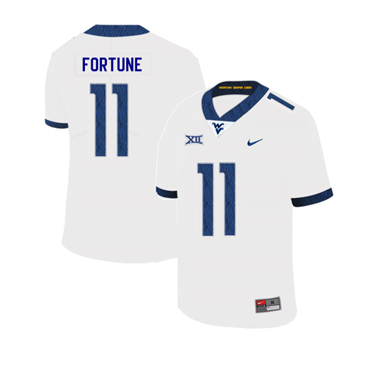 2019 Men #11 Nicktroy Fortune West Virginia Mountaineers College Football Jerseys Sale-White - Click Image to Close